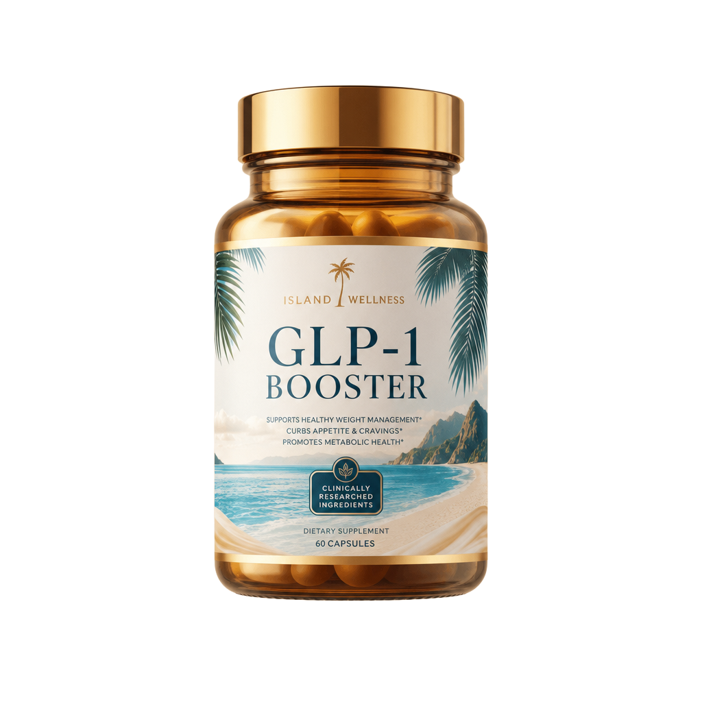 Tommy Bahama GLP-1 Booster supplement bottle, 60 capsules