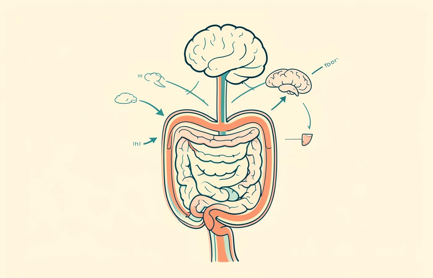 Illustration of gut hormone signalling between the digestive system and the brain